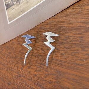 SOLD- Vintage Sterling Silver Lightening Bolt Earrings Marked 925